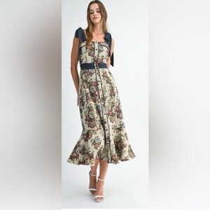 Mabel Women’s Tapestry Dress Grandma Core Vintage Couch Style Size Medium